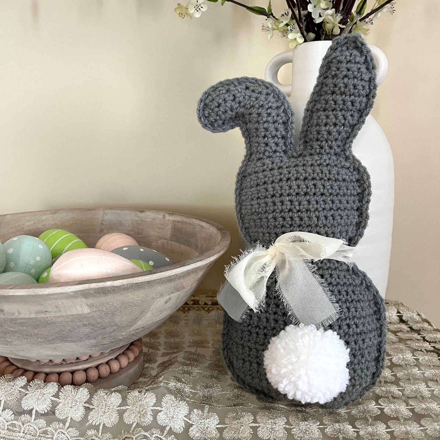 Handmade Crochet Bunny Home Decor Bunny Acrylic Yarn Stuffed Animal
