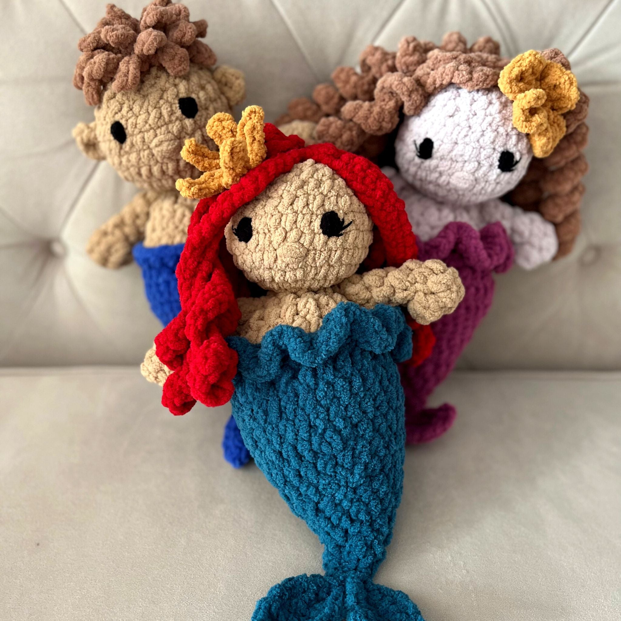 Hand crocheted 100% cotton mermaid plushie selling doll