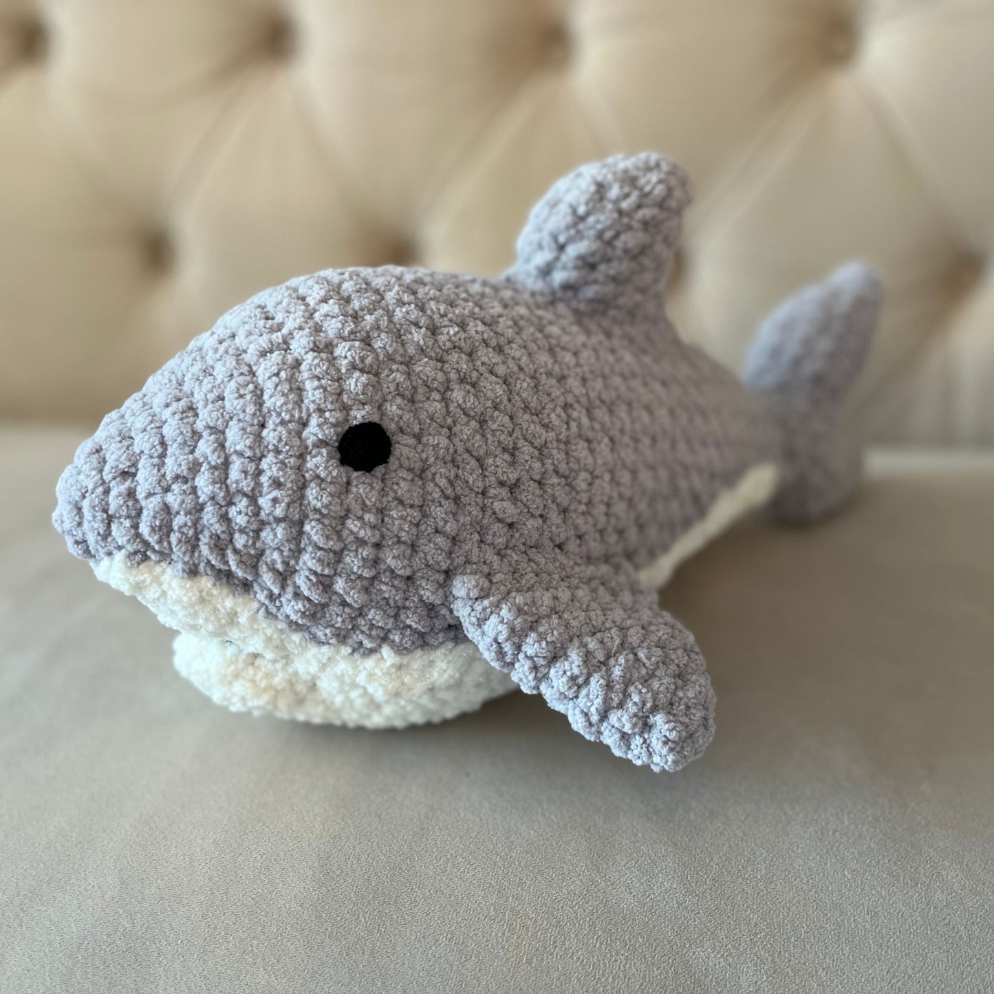 Crochet Shark Plush | Amigurumi Handmade Toy | Snuggly Underwater Friend | Under the Sea Stuffed Animal