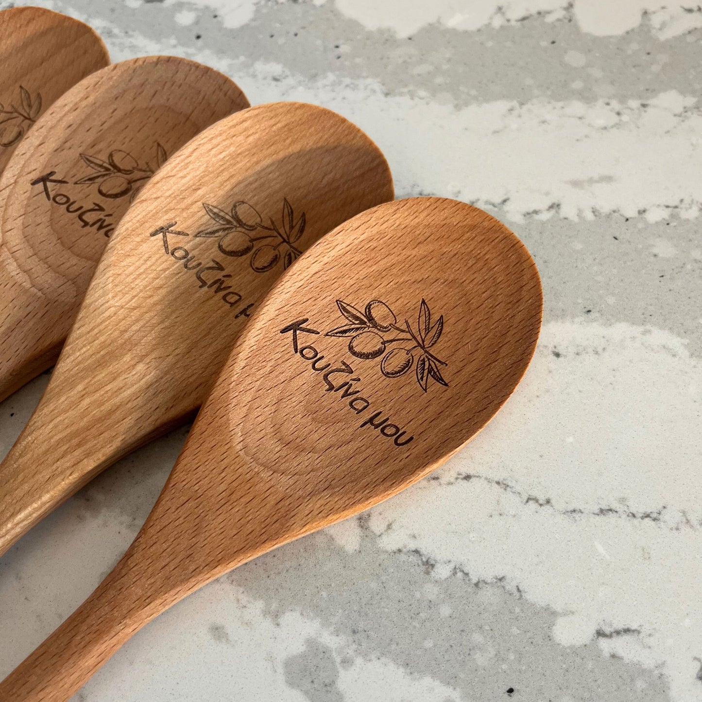 Κουζίνα μου (My Kitchen) Engraved Wooden Spoon