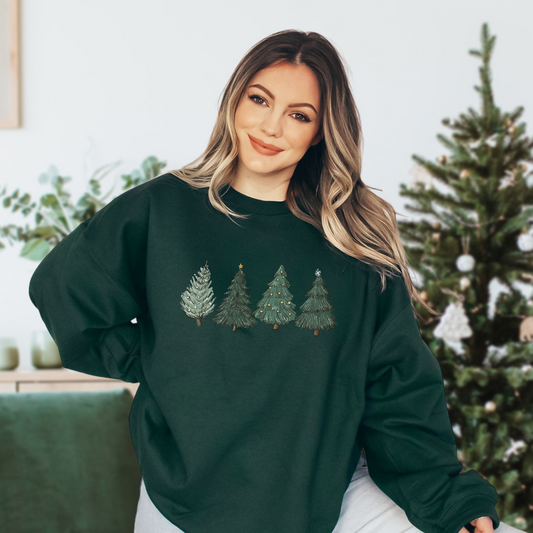 Green Christmas Sweatshirt | Gift for Her | Christmas Gift Idea | Holiday Party Shirt | Green Christmas Tree Sweatshirt | Crewneck Shirt