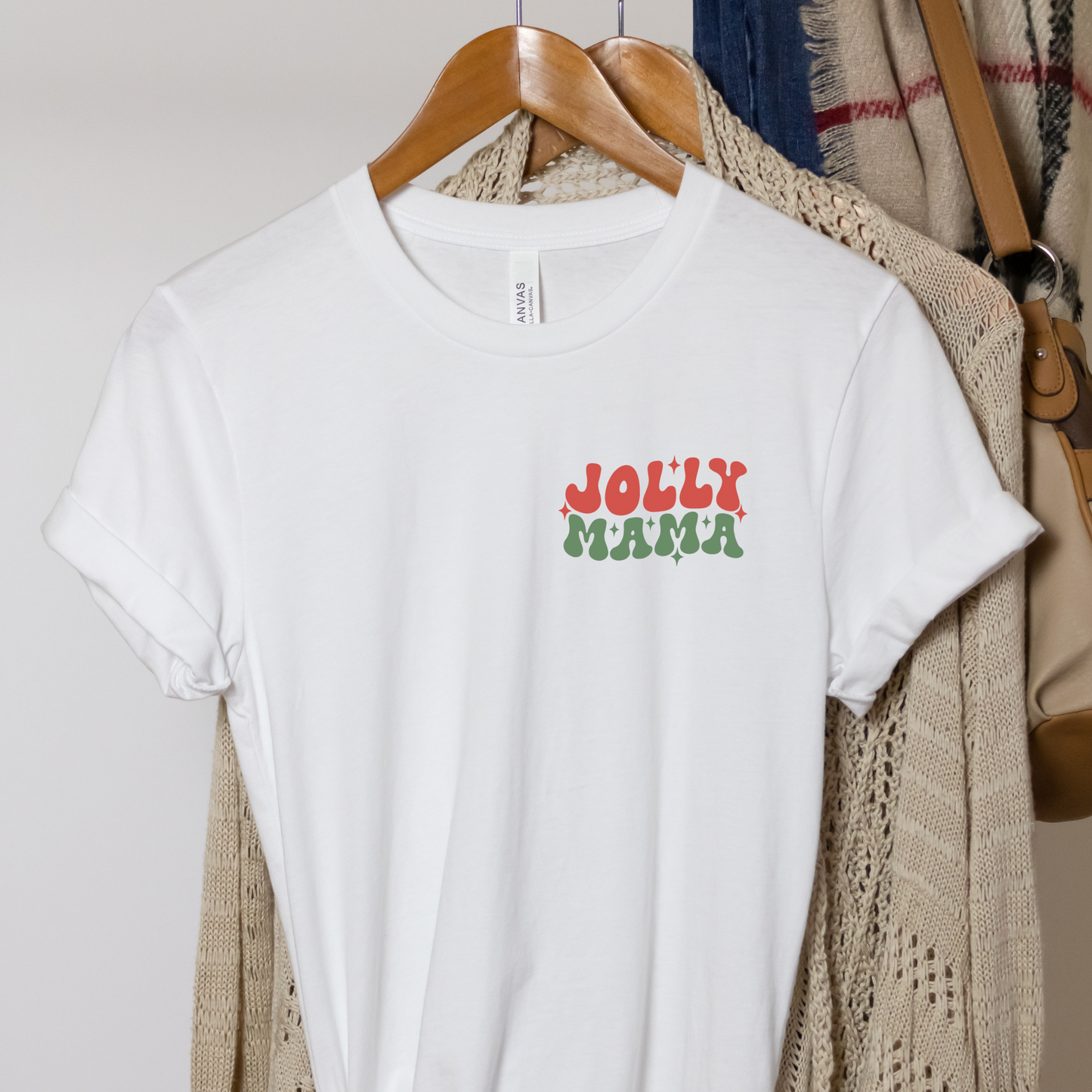 Jolly Mama Sweatshirt | Christmas Gift for Her | Mom Holiday Retro Sweatshirt | Retro Crewneck Shirt for Wife | Minimal Chest Print