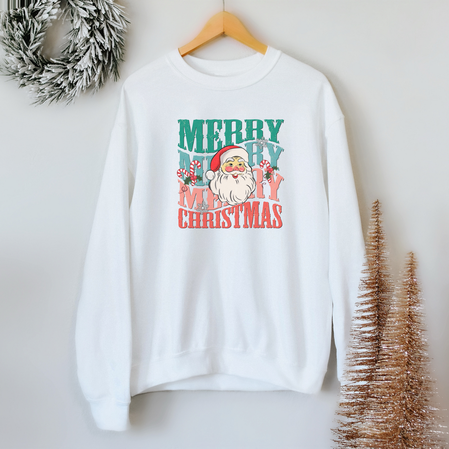 Merry Christmas Sweatshirt | Vintage Santa Shirt | Retro Crewneck Shirt for Her | Colorful Crewneck | Vintage Christmas Sweatshirt | Xmas