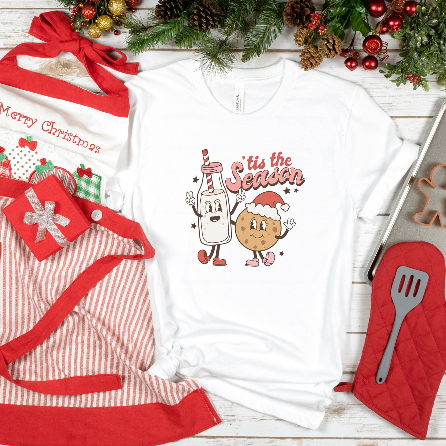 Tis the Season for Milk & Cookies | Retro Crewneck Shirt for Her | Christmas Cookie Adult Shirt | Cookies and Milk Holiday Shirt