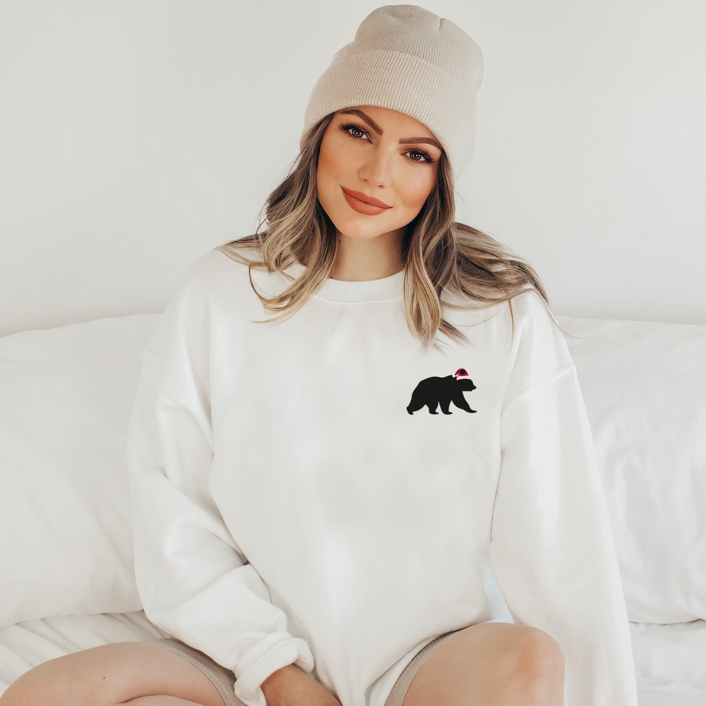 Polar Bear Holiday Sweatshirt | Christmas Chest Print Crewneck | Simple Christmas Sweatshirt | Holiday Shirt | Minimal Xmas Gift Idea