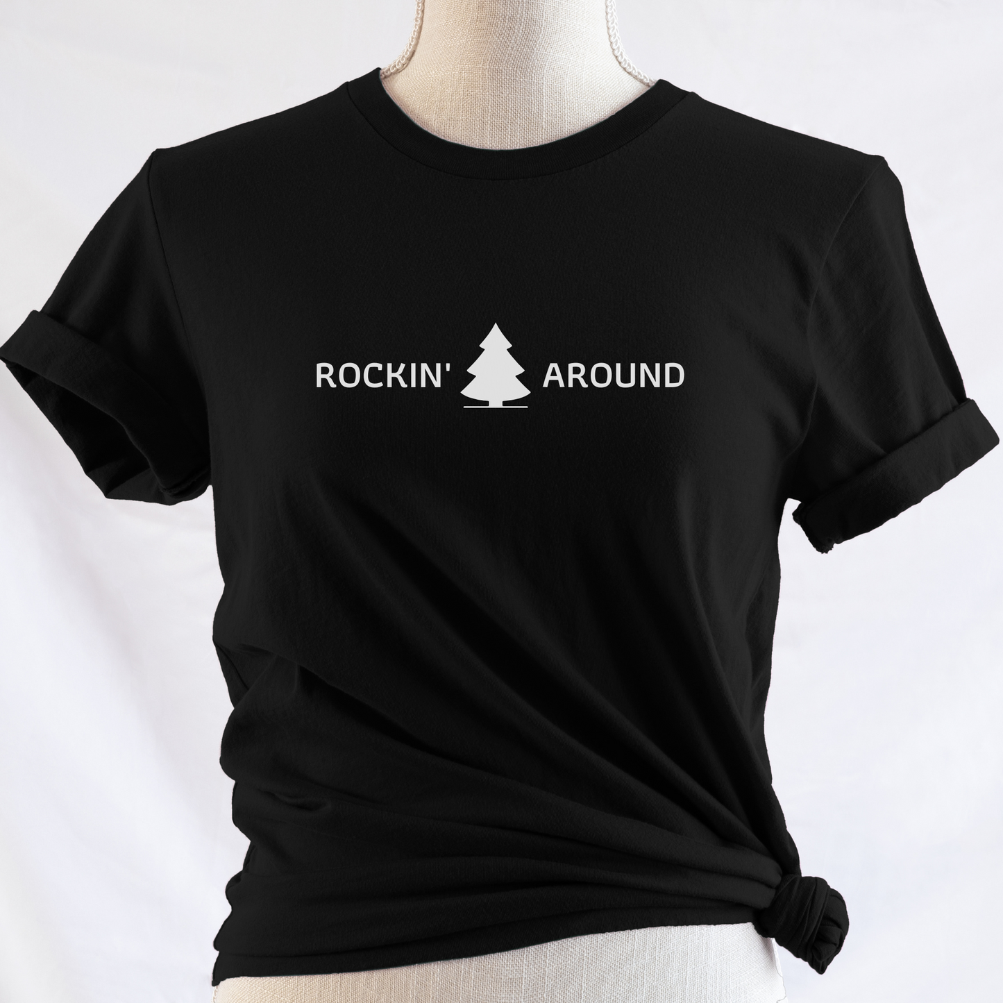 Rockin' Around Minimal Sweatshirt | Cool Christmas Shirt | Xmas Gift | Christmas Tree Crewneck Sweatshirt