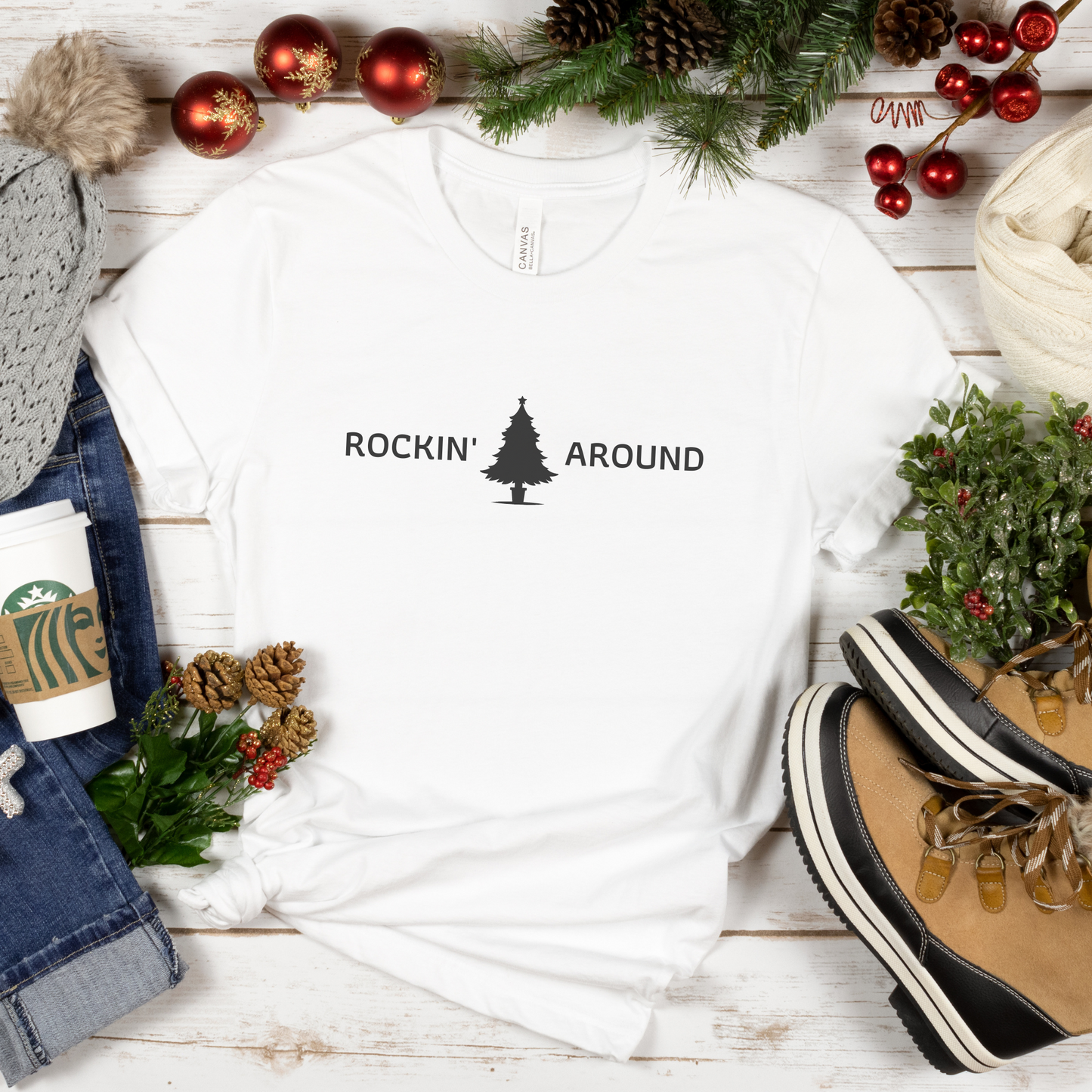 Rockin' Around Sweatshirt | Cool Christmas Shirt | Xmas Gift | Christmas Tree Crewneck Sweatshirt