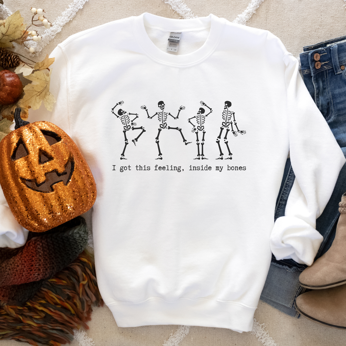 Dancing Skeletons Sweatshirt | Crewneck Halloween Sweatshirt | Funny Bones | Fall | Spooky Season