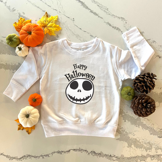 Jack Skellington Happy Halloween Sweatshirt | Kids Spooky Crewneck Shirt | A Nightmare Before Christmas | Gift Idea