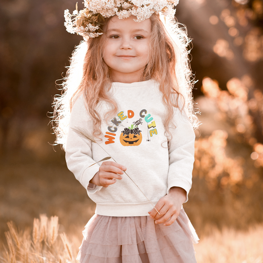 Wicked Cute Sweatshirt | Toddler & Youth Crewneck | Halloween Fleece Sweatshirt for Kids | Fall