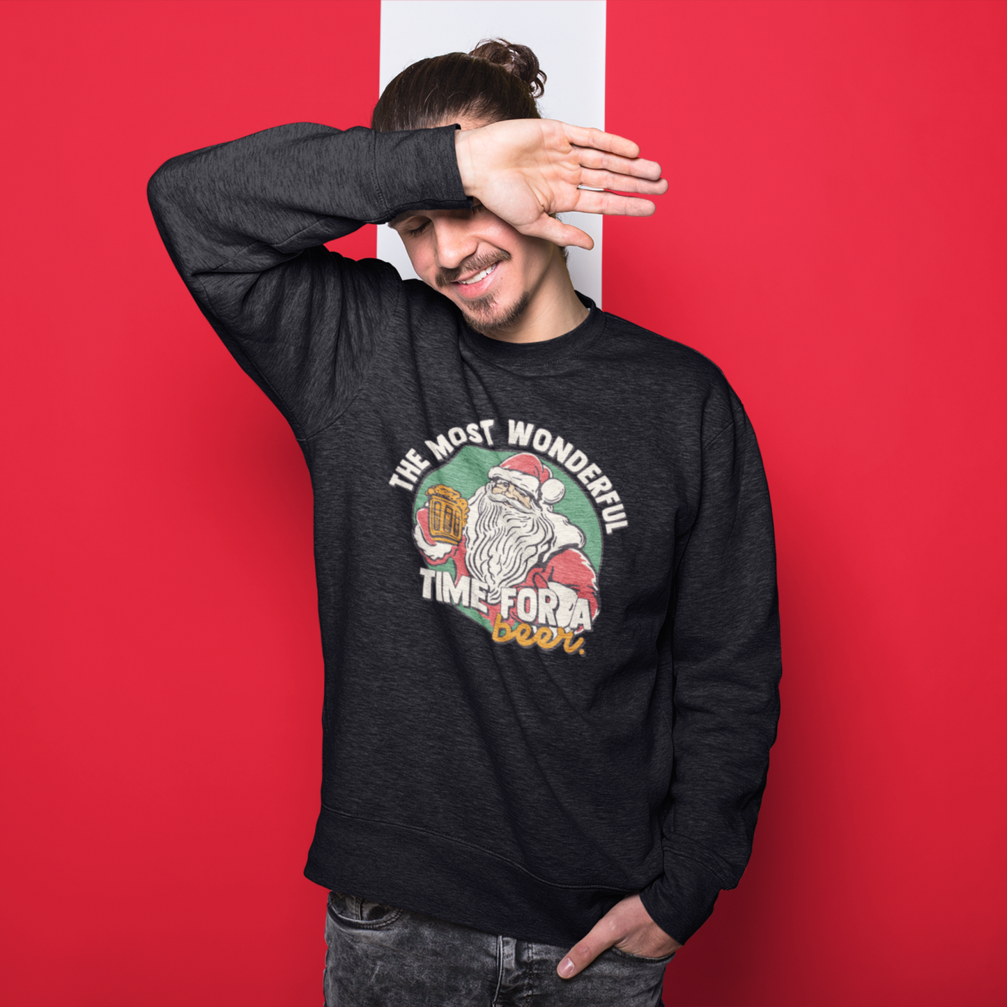 The Most Wonderful Time for a Beer| Santa Christmas Shirt | Christmas Crewneck Sweatshirt | Gift for Him | Dad Christmas Gift | Xmas Humor